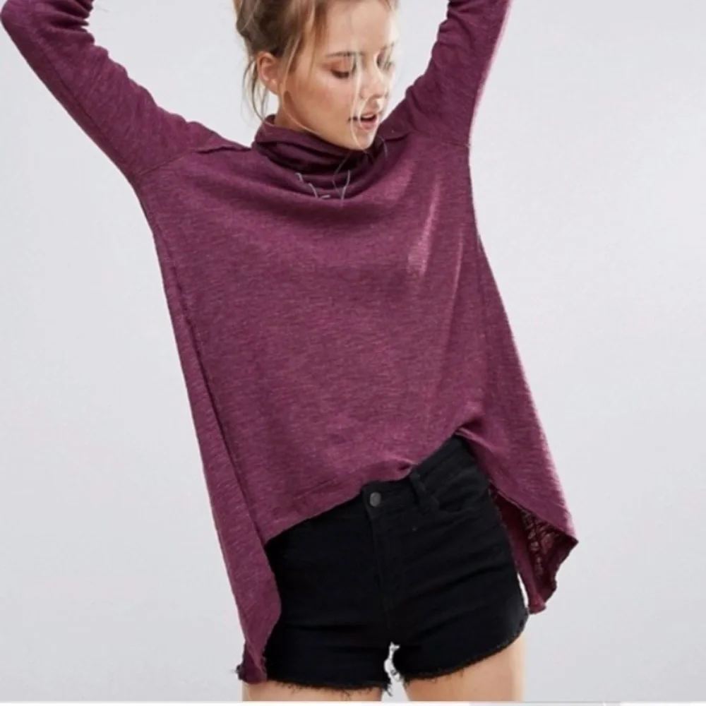 [Free People] Knit Split Back Turtleneck Sweater
